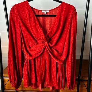 Silky Feel Red Blouse